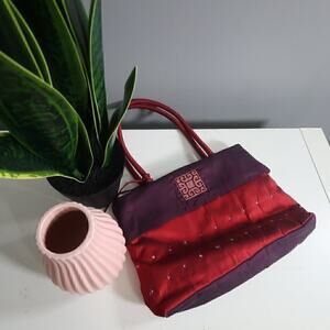 Craft Link Handmade Silk Shoulder Bag Red Burgundy Boho Embroidered Tassel EUC
